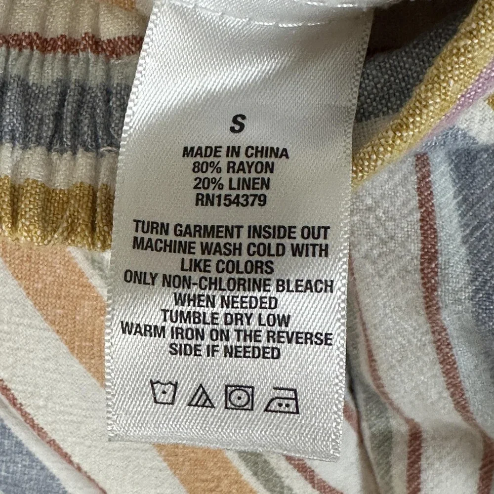 Aeropostale Skirt Womens Small Multi Color Stripe Button Front Midi Rayon Linen